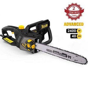 TECCPO Chain Saw, 2400W Corded Electric Chainsaw, 40 cm Oregon Bar and Chain, Chain Speed 15m/s, Tool-Free Adjustment Chain Tension, Double Safety Switch and Mechanical Brake - TACS01G 9